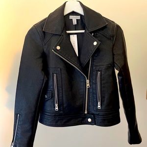 Black Faux Leather Jacket (Petite)